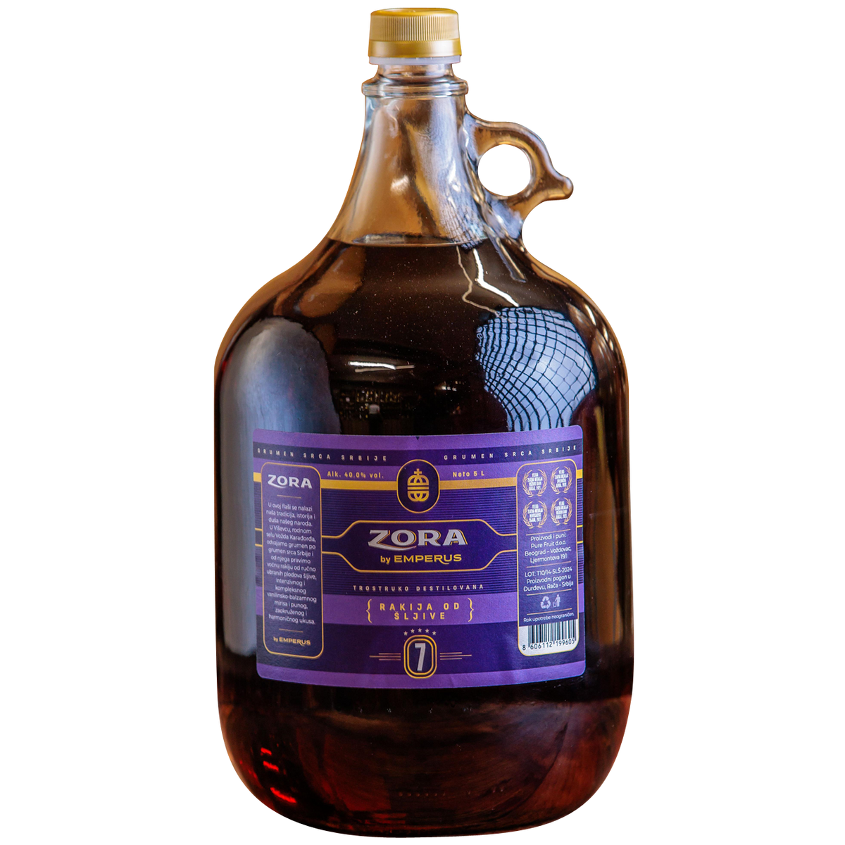 Zora 7 Šljivovica by Emperus 5 l – Premium-Rakija aus Serbien | MyVinoDeal