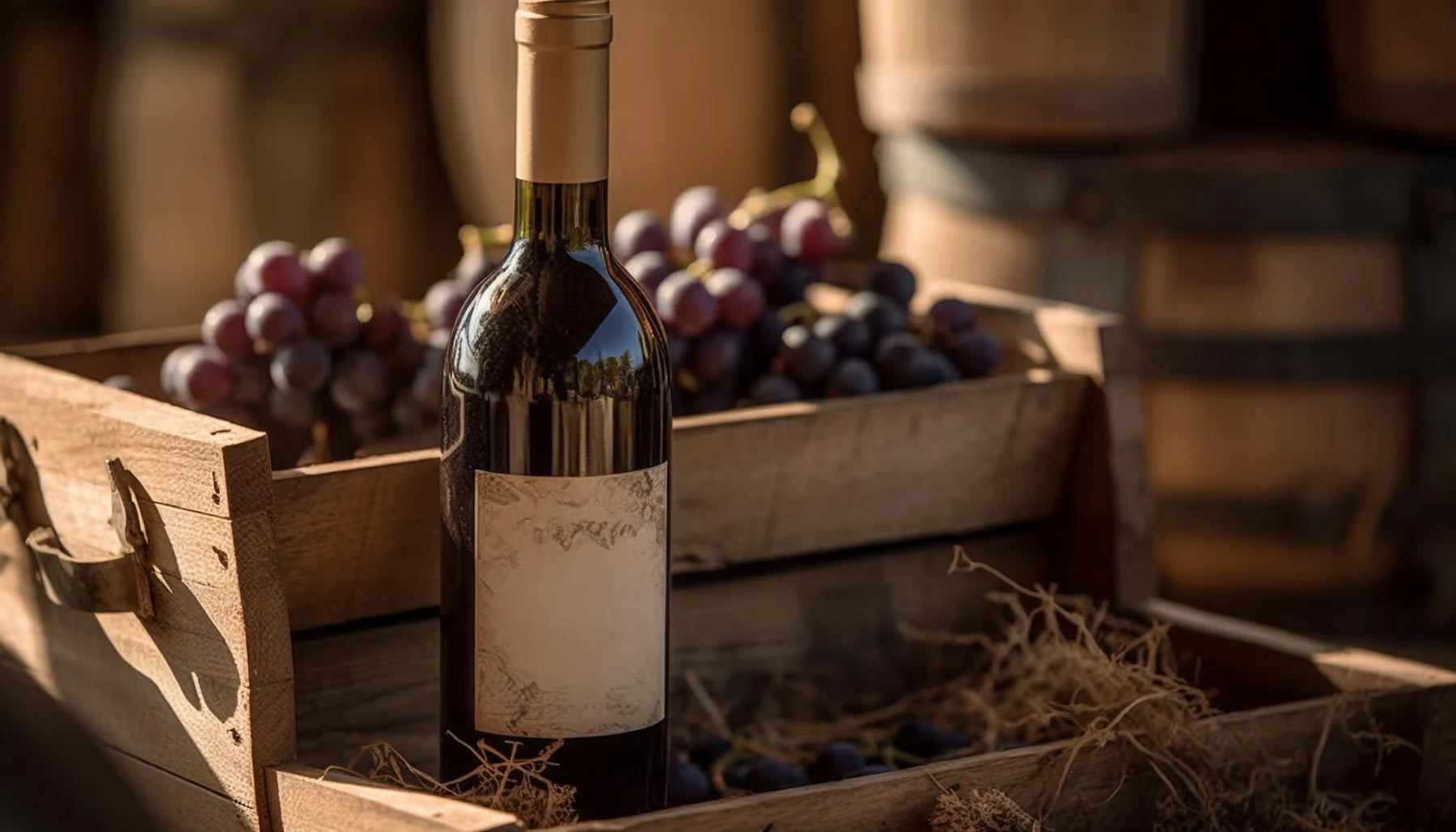 Wine bottle in a wooden box